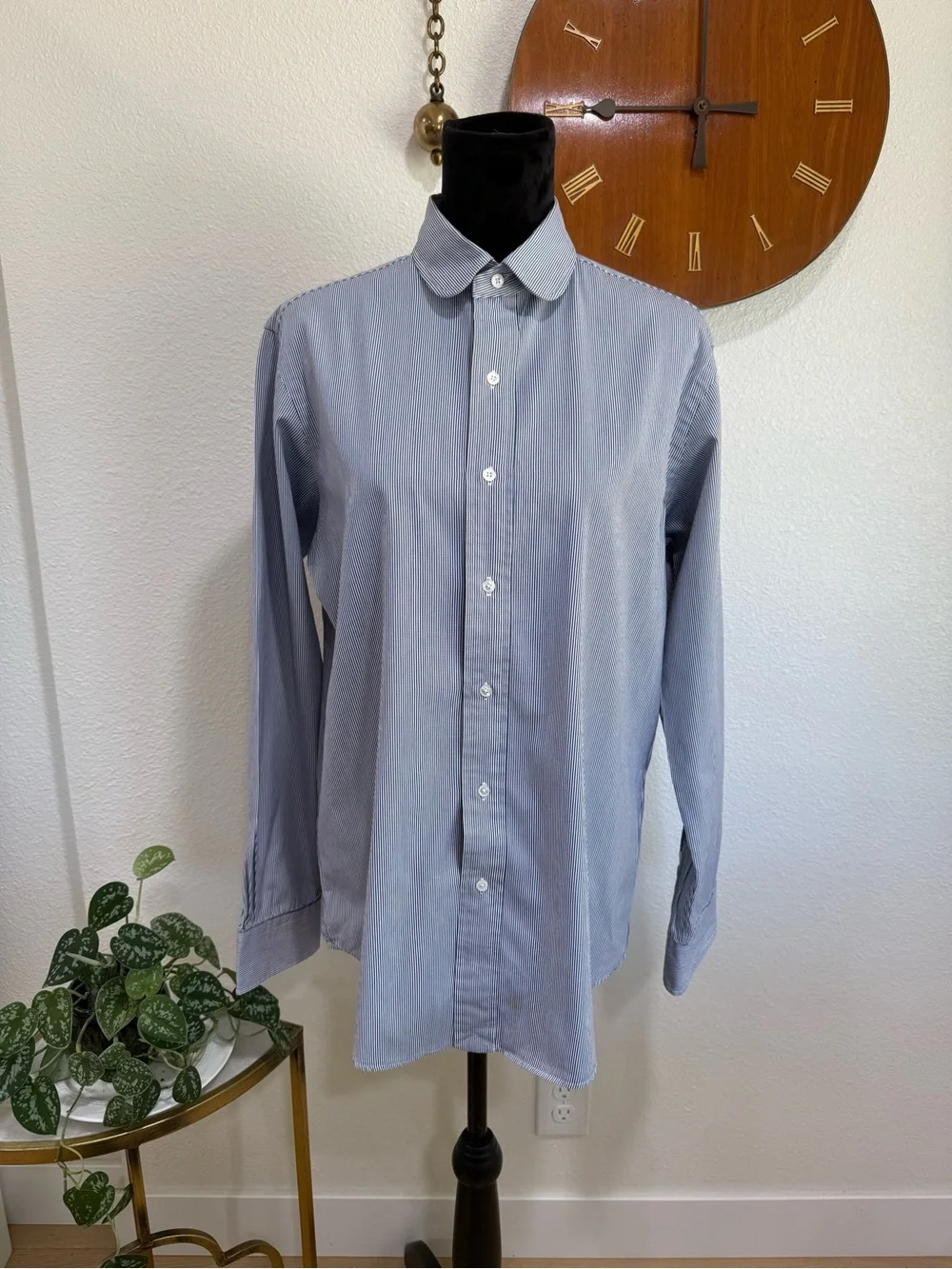 Polo Ralph Lauren Blue White Stripe Button Down Shirt Men’s M Custom Fit